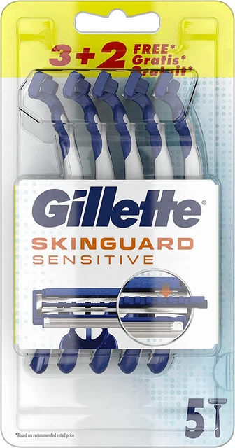 Skinguard Sensitive Rasoi Usa E Getta, Rasoio Manuale Uomo, Confezione Da 5 Pezz