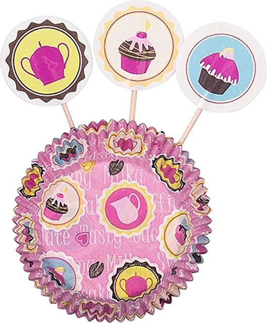 Artículo especial: Demmler 48x moldes de muffins con 24x picos motivo botones rosa