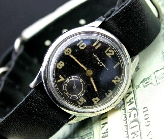 Bracelet De Montre Aviateur Vintage Cuir Bleu - Occasion, Boucle Ardillon