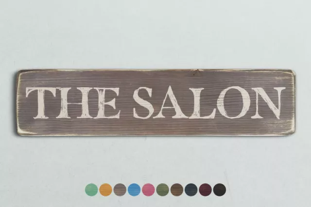 THE SALON Vintage Style Wooden Sign. Shabby Chic Retro Home Gift