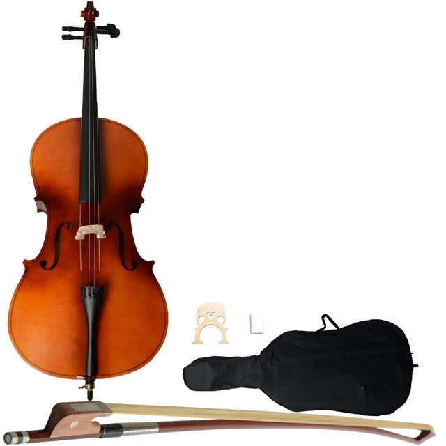 High-Quality Acoustic Cello Set: Bow Rosin - Wood Color