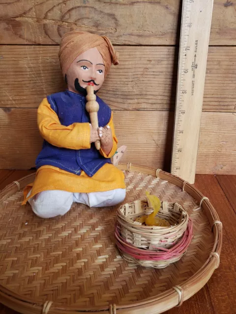 Vintage Indian Snake Charmer Doll Set - Handmade