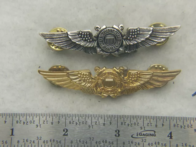 Military US Coast Guard two Pilot Wings Hallmarked.