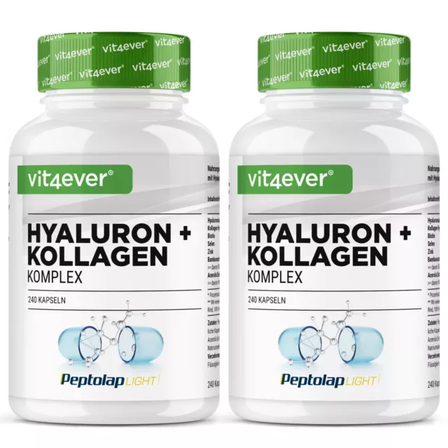 Hyaluron + Collagen Complex - 480 Capsules High Dose Skin Formula + Silicon B7