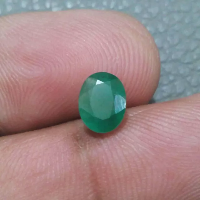 100% Natural Awesome Zambian Emerald Faceted Oval 1.25 Crt Loose Gemstone