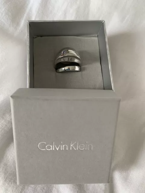 Calvin Klein, Ladies Luxury Stainless Steel Set Of 3 Rings.