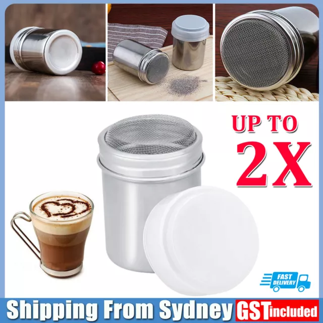 Stainless Steel Icing Sugar Cocoa Coffee Shaker Flour Duster Chocolate Powder AU