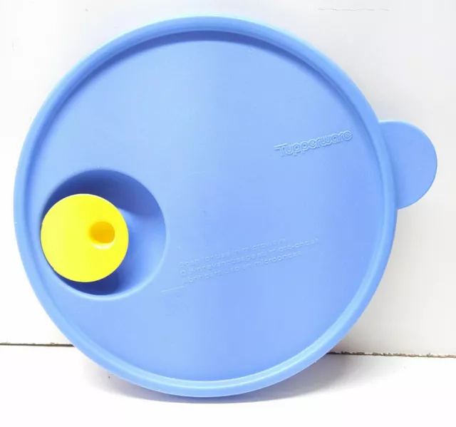 Tupperware Rock N Serve Lid 2649A-4 Blue with Yellow Vent 7inch Diameter