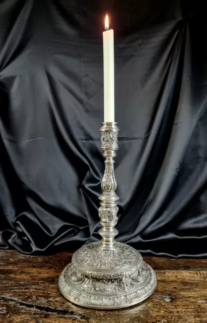 A Large 19thc Silver Plated Candlestick.