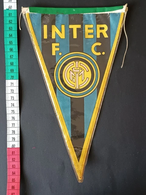 Fanion Gagliardetto Calcio Vintage - Inter Club Ivrea, 26x40 Cm, Années 80