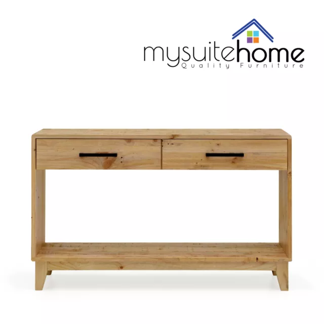 Portland Solid Recycled Pine Timber Storage Console Hall Table Unit with Drawers