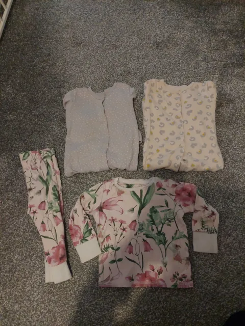 Girls 12-18 Months Sleepsuit And Pajama Bundle. (Mamas & Papas, NEXT)
