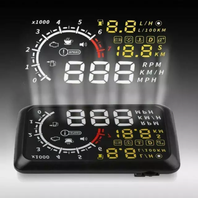 5.5"Big Screen Windshield HUD Head Up Display OBD2 EOBD L/H Speed Warning System