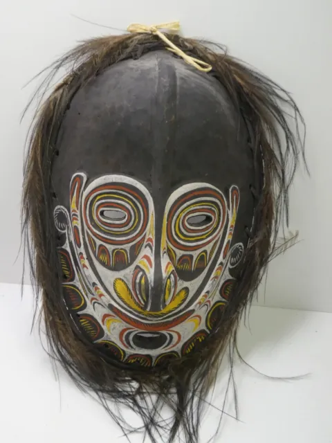 Vintage Wooden Carved Png Pacific New Guinea Sepik Tribal Wall Mask Feathers