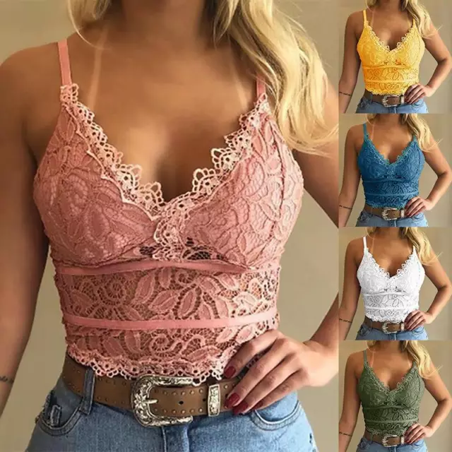 Womens.Lace Bralette Bralet Bra Bustier Crop Top Ladies Camisole Cami Vest Tank 2