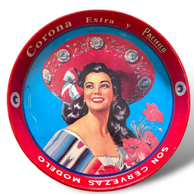 Vassoio Pubblicitario Raro Anni 70 Birra Corona Extra Vintage Insegna Tabella
