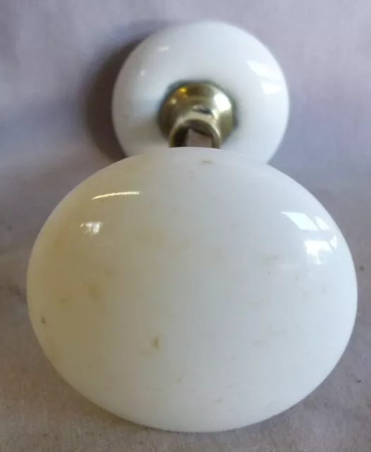 Door Knobs Eastlake White Porcelain BRASS FITTINGS 2 1/4"d (per pr)