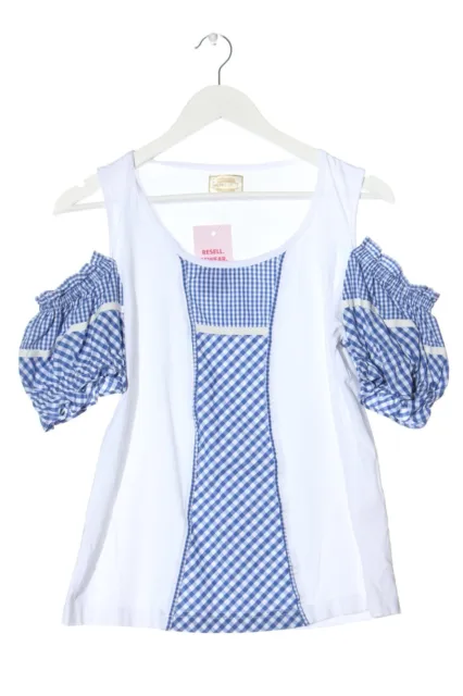 Camicia folcloristica Alpin donna taglia DE 40 look casual bianco-blu
