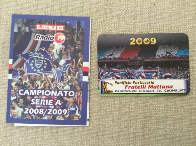 2 Calendarietti Calcio U.c. Sampdoria Campionati 2008/09 Secolo Xix F.lli Matt