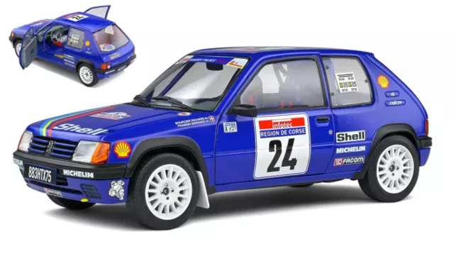 Miniature voiture Rally auto 1:18 solido Peugeot 205 Rally Gra Tour De Corse