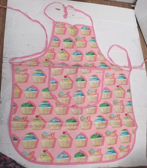 Children's Pink Cupcake Apron New Waterproof Baking Cooking See Descriptio 4 Fit