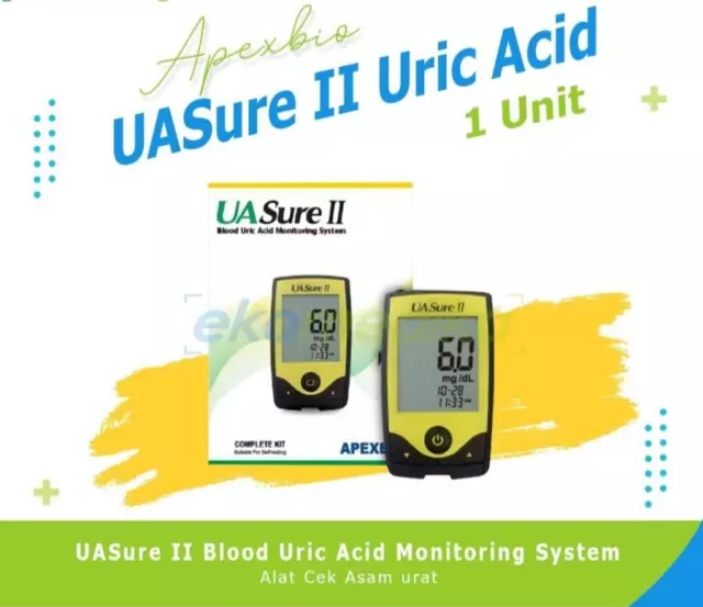 Medidor de ácido úrico UASure II, kit de prueba de ácido úrico. Monitor de gota UA Sure.