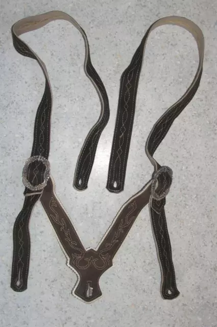 Traditional Costume Leather Suspenders Braun To Pants Approx. up To 37 3/8in