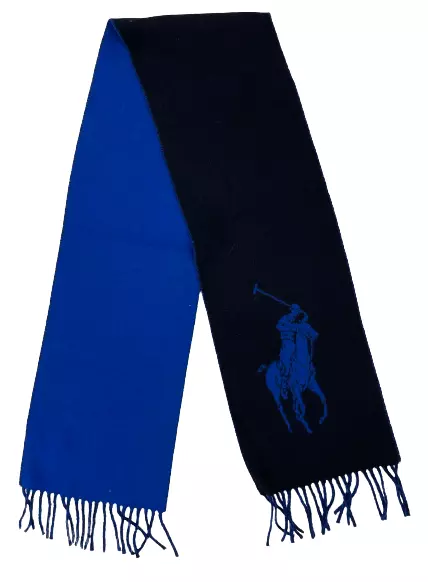 Polo Ralph Lauren Men's Women's Reversible Big Pony Scarf Black Blue NWT