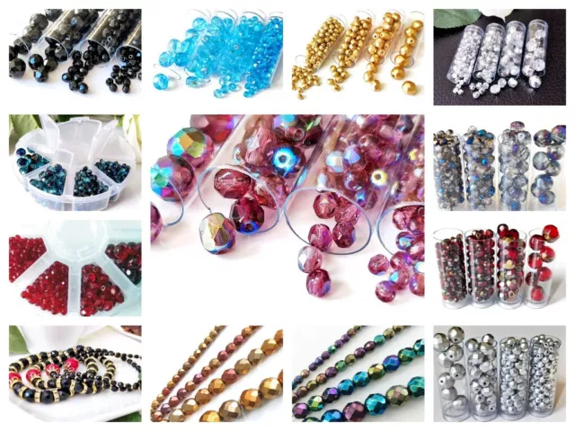 CHOOSE COLOR! Set of Round Fire Polished Beads (3mm, 4mm, 6mm, 8mm)