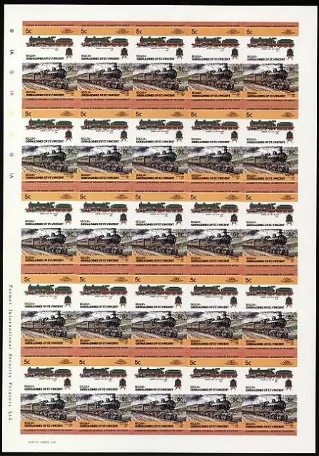 GCR/Great Central Railway JERSEY LILY 4-4-2 Imperf/Imperforate Train Stamp Sheet