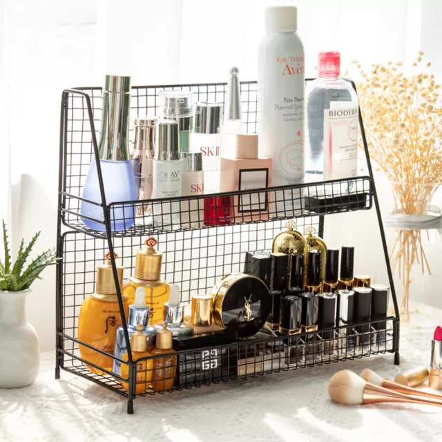 Metal 2 Tiers Makeup Organizer Cosmetics Skincare Storage Rack Box Perfume Stand
