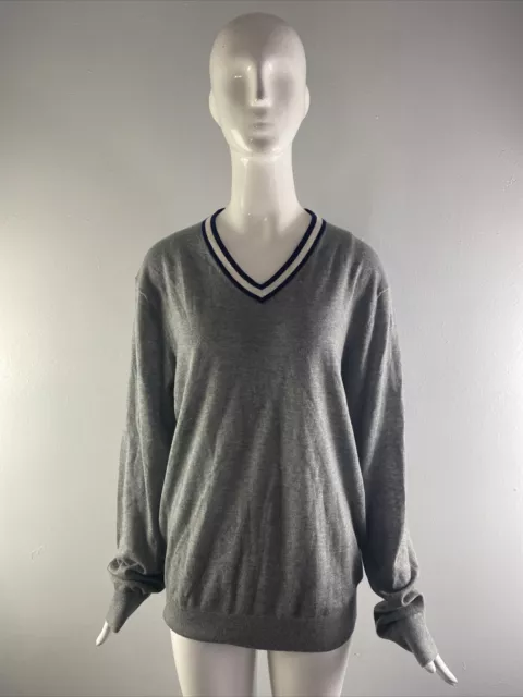 NWD Neiman Marcus Mens Cashmere Knit V-Neck Pullover Sweater Grey Size L