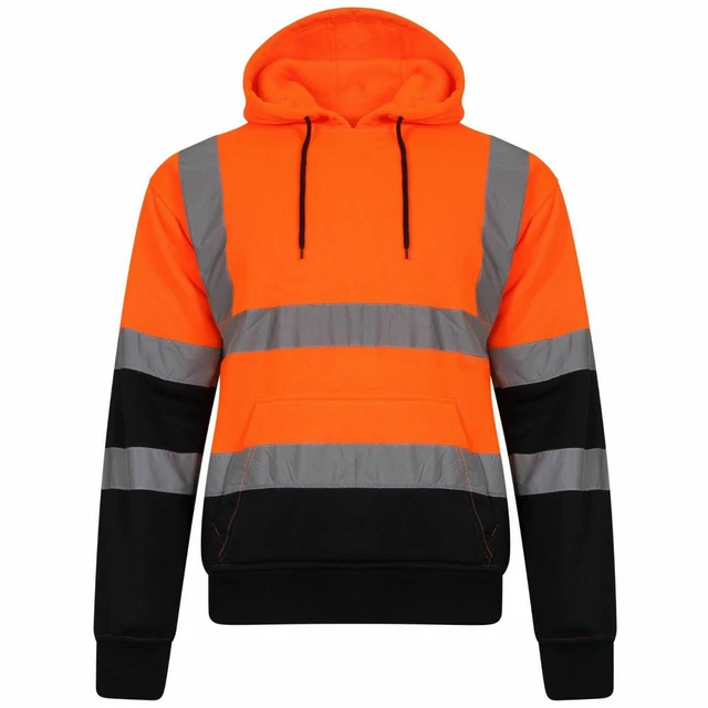 Da Uomo Alta Visibilità Felpa con Cappuccio Bicolore Jumper Pullover Pile S-5XL