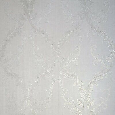 Wallpaper White Ivory Textured floral Victorian Damask faux fabric wallcoverings