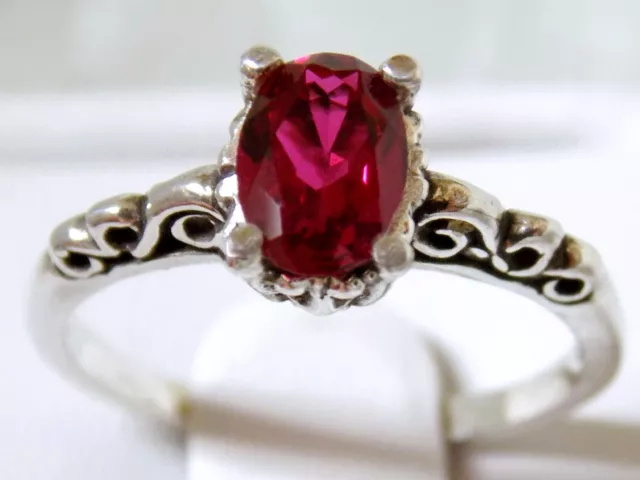 Red Lab Ruby Size 6 Ring 925 Sterling Silver USA Made Scroll