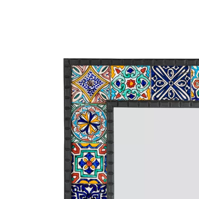 Espejo árabe de azulejos en madera de pino 2