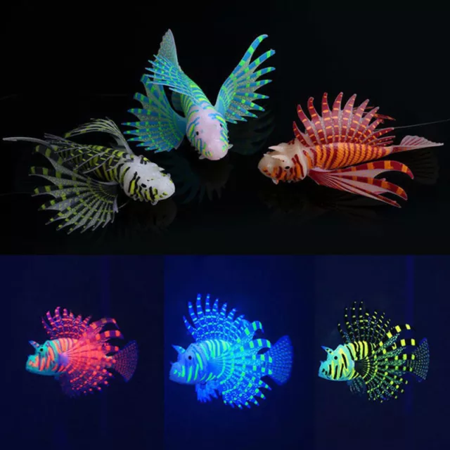 Artificial Glowing Lion Fish Luminous Fake Fish Aquarium Floating Glow In Dark₊