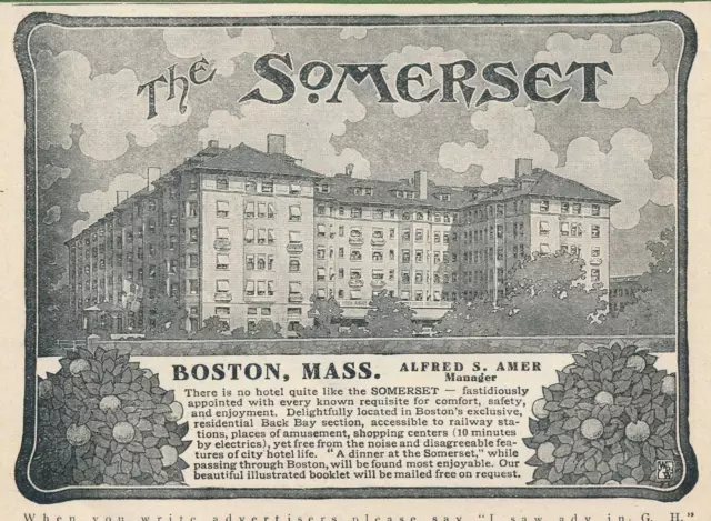 Magazine Ad - 1906 - Hotel Somerset - Boston, MA