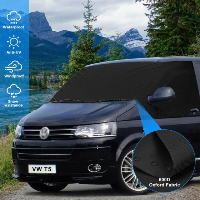 Pour VW T5 Transporter Camper Pare-Brise Rideaux Drapé Housse Noir 3