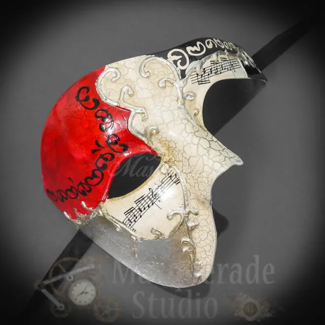 Mens Musical Phantom of the Opera Venetian Classic Masquerade Mask [Red/Silver]