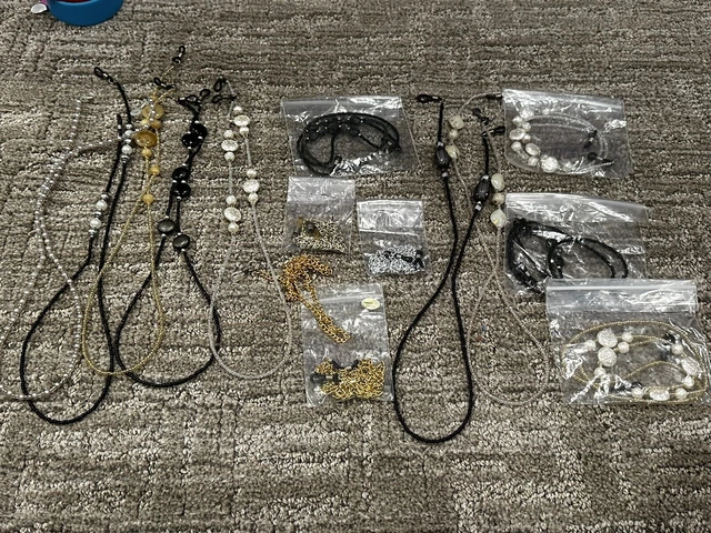 Mixed Lot 15 Seed Bead Gold Chain Eyeglass Reading Glass Neck Strap Lanyards New