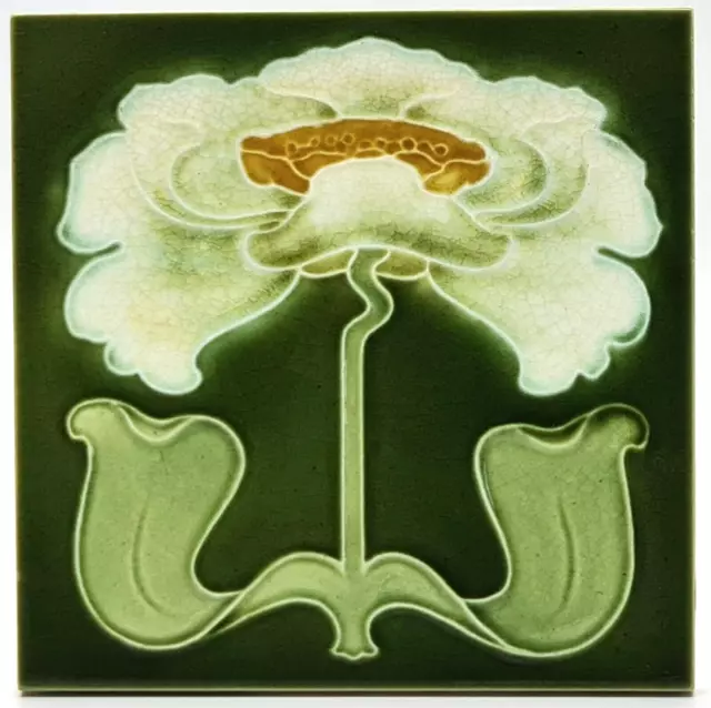 Art Nouveau Fireplace Tile Floral Design By John Barratt & Co C1904