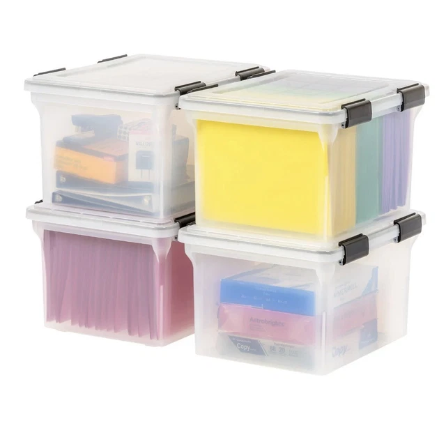 IRIS USA 6Pack 32qt WEATHERPRO Airtight Plastic Storage Bin with Lid and Seal