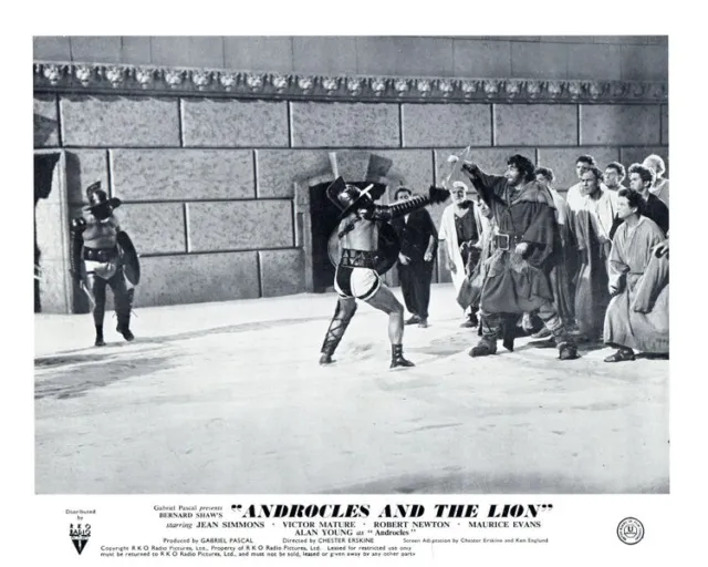 Androcles And The Lion Original Lobby Card Robert Newton sword fight epic