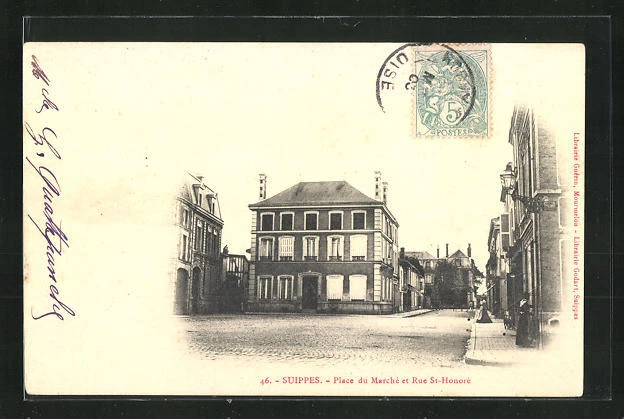CPA Suippes, Place du Marché and Rue Saint-Honore