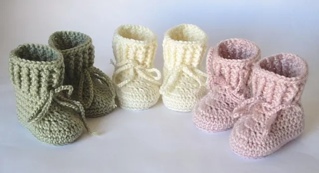 Handmade Baby Knitted Crochet Booties Shoes / Newborn-3 months