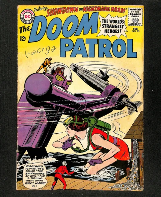 Doom Patrol #93 Brotherhood of Evil! Bob Brown Art! DC Comics 1965