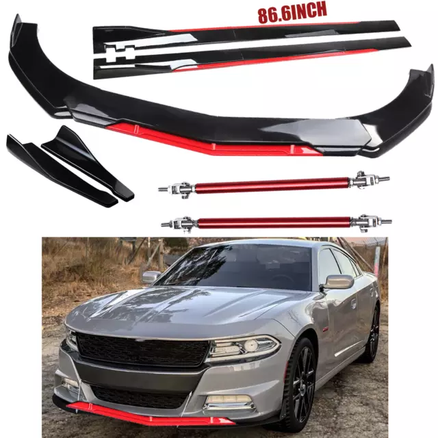 Front Bumper Lip Splitter Spoiler 86.6Side Skirt Extension For Dodge Charger SRT