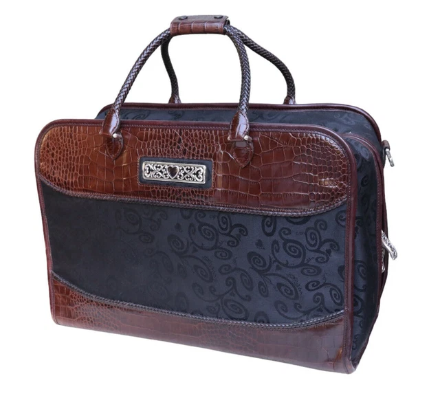 Brighton Brown Black Croc Embossed Carry On Luggage 18” x 13”