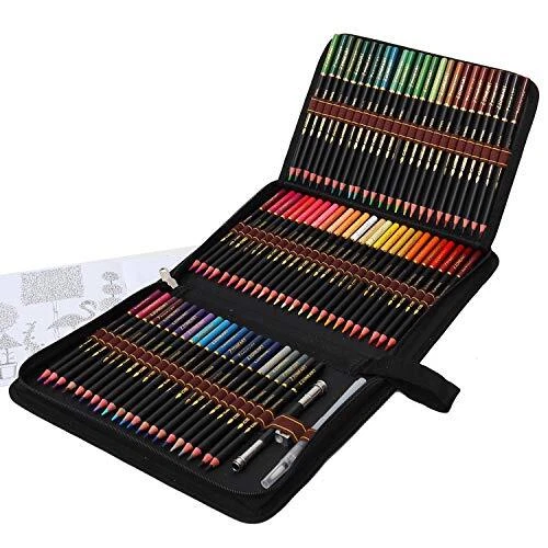 TVGO 72 Pièces Crayons De Couleurs Aquarellables + Fusain + Accessoires – Set Complet Avec Trousse Pour Dessin Et Coloriage Adulte Enfant